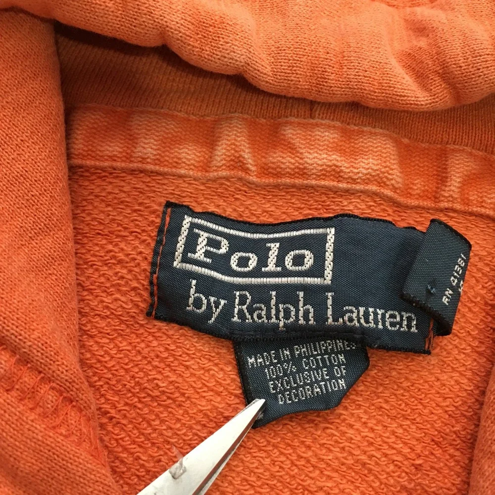 Polo Ralph Lauren Full Zip Hoodie Sweatshirt Mens 2XL Orange Pony Logo
